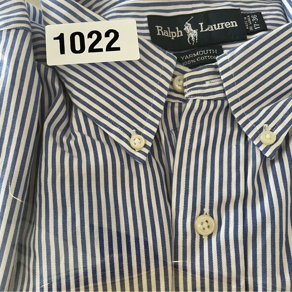 Ralph Lauren Mens
•Dress Shirt
•Button Up
•Blue Striped Cotton Yarmouth 17-36 - Picture 8 of 8